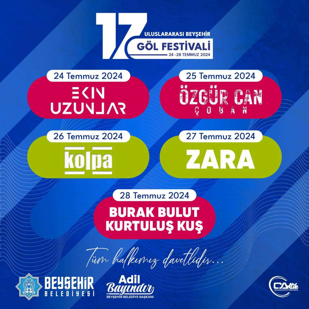 Konya’da göl manzaralı festival! İşte gün gün sahne alacak ünlü isimler 5